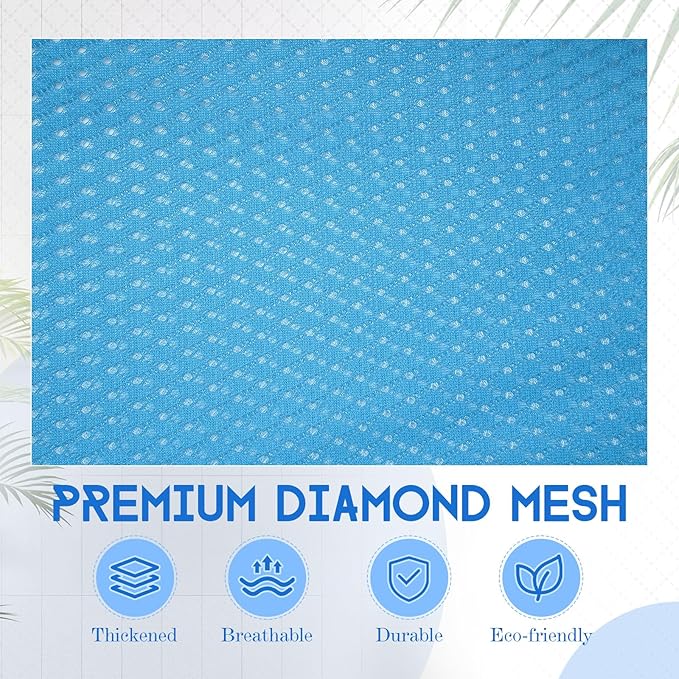 6 Pack 20 x 17 Inches Blue Mesh Laundry Bag with Handles Machine Washable Secure Drawstring Closure Large Sturdy Mesh Net Laundry for College Travel Dorm Laundromat