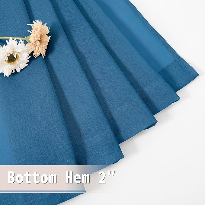 Tollpiz Sheer Curtains Closet Linen Textured Curtain Sheers Doorway Light Filtering Voile French Door Rod Pocket Curtains Patio Glass Door, 54 x 63 inches Long, Classic Blue, Set of 1 Panel